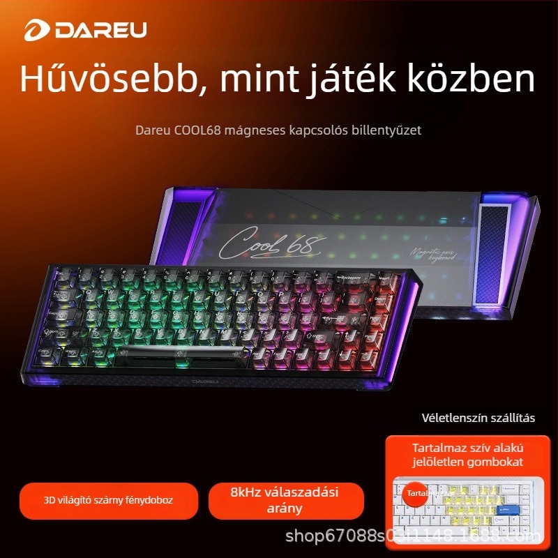 Daryou Cool68 mechanikus billentyűzet Reaper axis kapcsolókkal, kábelezett, RGB háttérvilágítással, gasket kialakítás