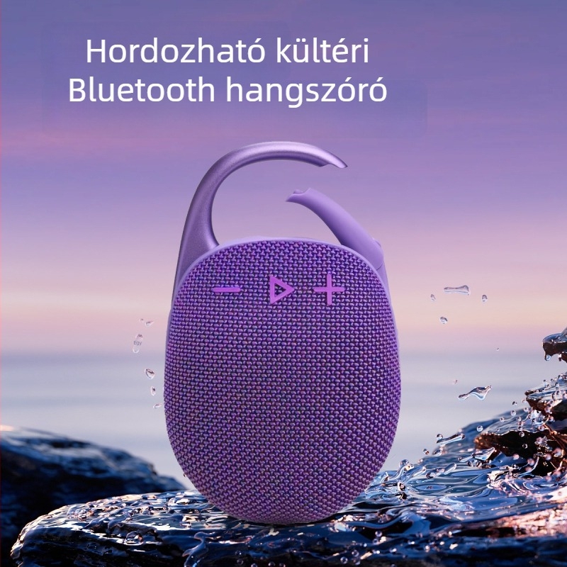 Clip5 Vezeték nélküli Bluetooth hangszóró kampóval, IPX6 vízálló, 5W, Bluetooth 5.3, 100 Hz–20 kHz, beépített akkumulátor 500–800 mAh