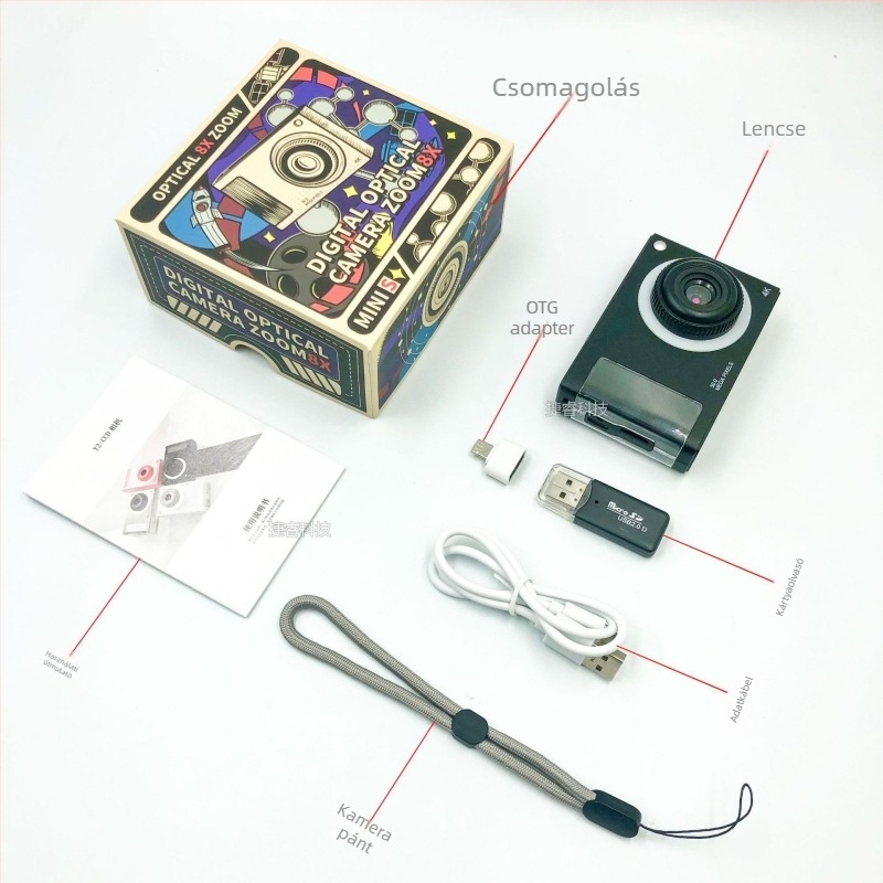 Y2 digitális kamera 1/2 hüvelykes CMOS szenzorral, 24MP+, 8x optikai zoom, maximális felbontás 3264x2448, optikai képstabilizálás