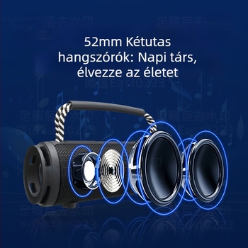 Textil borítású Bluetooth hangszóró, kültéri hordozható, 15W, beépített 1200–2000mAh akkumulátor, TF-kártya bemenet, Bluetooth 5.1, 10 m hatótávolság