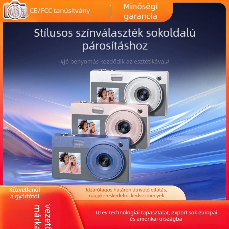 Kétképernyős CCD digitális fényképezőgép diákoknak – retro periszkóp objektív, 8MP CMOS szenzor, 8x optikai zoom, 1280×1024 HD felbontás, TF kártya tárhely, USB 2.0