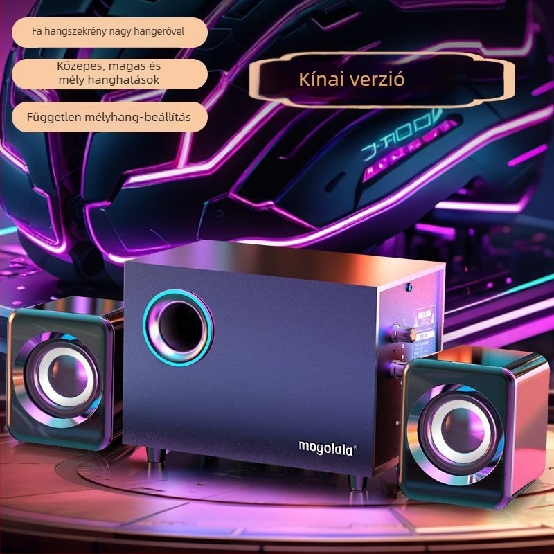 Asztali PC hangfalak Bluetooth és USB, 3,5 mm-es kábeles csatlakozás, 100 Hz–20 kHz, SNR ≥70 dB, IPX7 vízállóság, vezeték nélküli töltés
