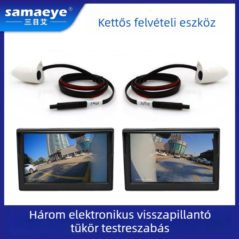 Autó hátrafelé néző kijelző vízálló széles látószögű kamerával, jobb hátsó kilátás, vezeték nélküli AHD kép, holttér asszisztens