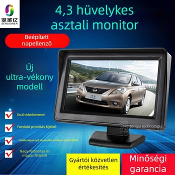Autó LCD kijelző, asztali monitor, 480x272 felbontás, AV bemenet, Modell 4.3