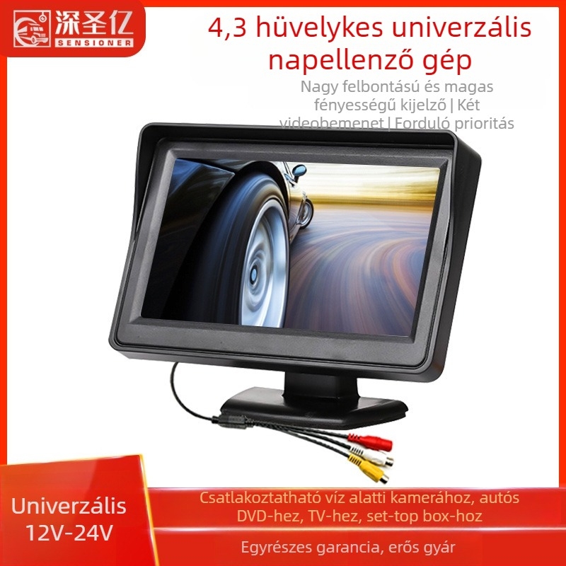 Autó LCD kijelző, asztali monitor, 480x272 felbontás, AV bemenet, Modell 4.3
