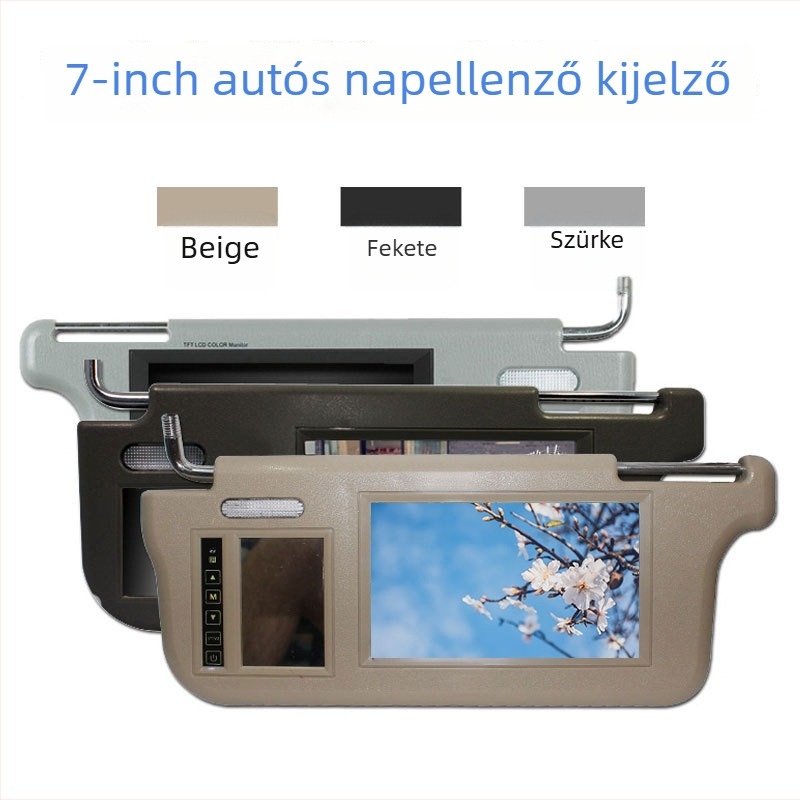 Autóba szerelhető mennyezeti napellenző kijelző, prioritás a hátsó képre és smink-tükörrel — Carl TFT LCD, 800x480, AV bemenet, modell BK-20211104