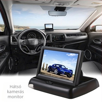 Autó LCD kijelző, 4,3 hüvelykes összecsukható modell, LCD kijelző, 480x272 felbontás, kétirányú bemenet