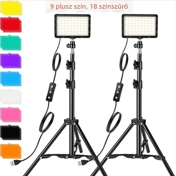 USB6 LED világítás élő közvetítéshez összecsukható állvánnyal — 10-50W, 5V2A, videohívásokhoz, fotózáshoz és sminkhez