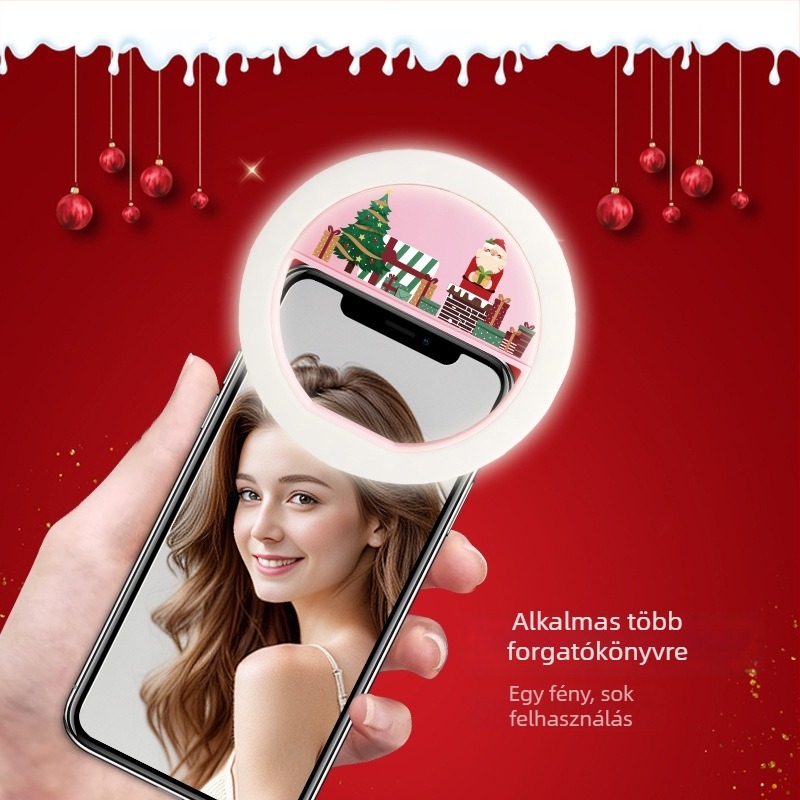 Feltöltő selfie világítás mobiltelefonhoz, modell HRY105, 5.6W, 5V, beépített akkumulátor, kézben tartható