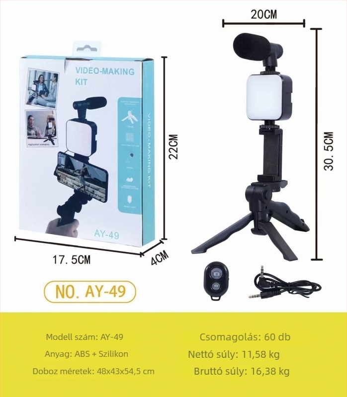 Clip-on mini töltőfény fotózáshoz • 5.5W • 5V/2A • mobiltelefonokra, kamerákra és tabletekre • kézi használat