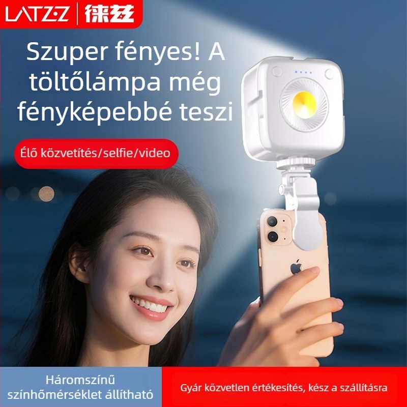 Mini töltőfény élő közvetítéshez, kézi használatú RGB LED fotó- és videóhoz, három színhőmérséklet, 5W/5V