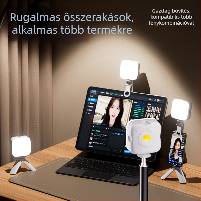 Mini töltőfény élő közvetítéshez, kézi használatú RGB LED fotó- és videóhoz, három színhőmérséklet, 5W/5V