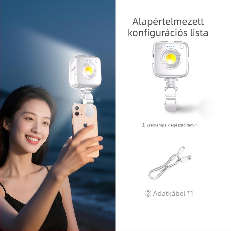 Mini töltőfény élő közvetítéshez, kézi használatú RGB LED fotó- és videóhoz, három színhőmérséklet, 5W/5V