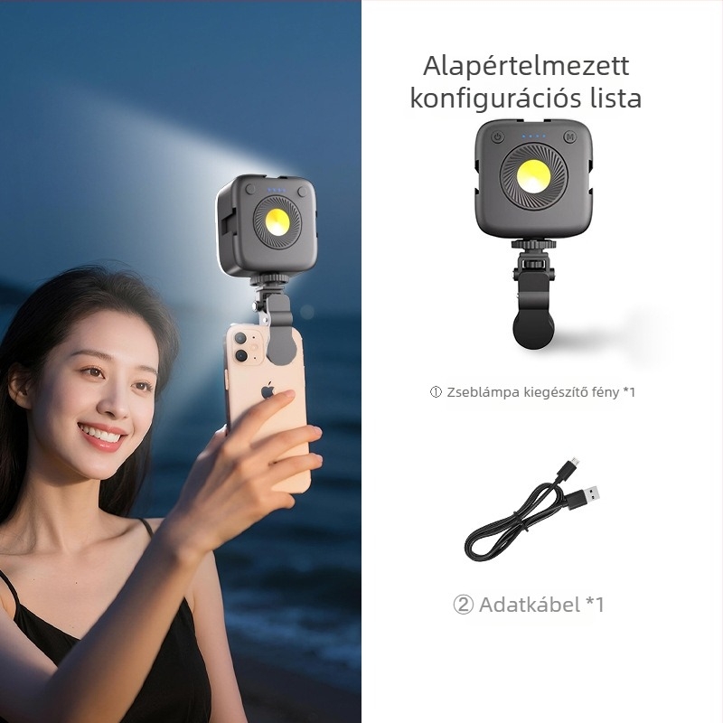 Mini töltőfény élő közvetítéshez, kézi használatú RGB LED fotó- és videóhoz, három színhőmérséklet, 5W/5V