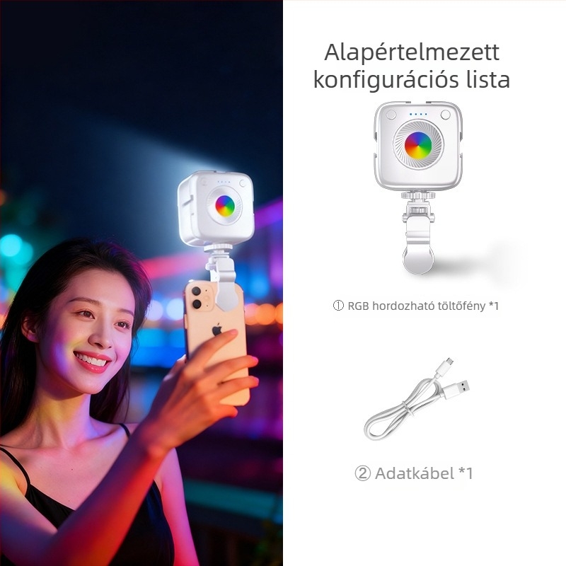 Mini töltőfény élő közvetítéshez, kézi használatú RGB LED fotó- és videóhoz, három színhőmérséklet, 5W/5V