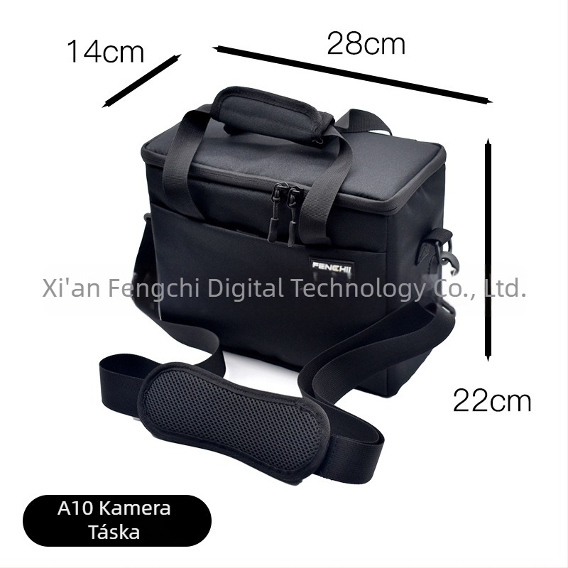A8 modell belső párnázott kamera táska, nejlon, vízálló, kopásálló, ütésálló, alkalmas tükör nélküli és DSLR kamerákhoz (egy váz, két objektív)