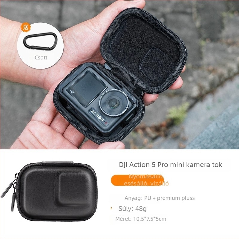 Shadowstone kamera táska DJI Action 5 Pro/4/3 és GoPro 13/12-hez — PU anyag, vízálló, kopásálló, egyszínű, clutch táska