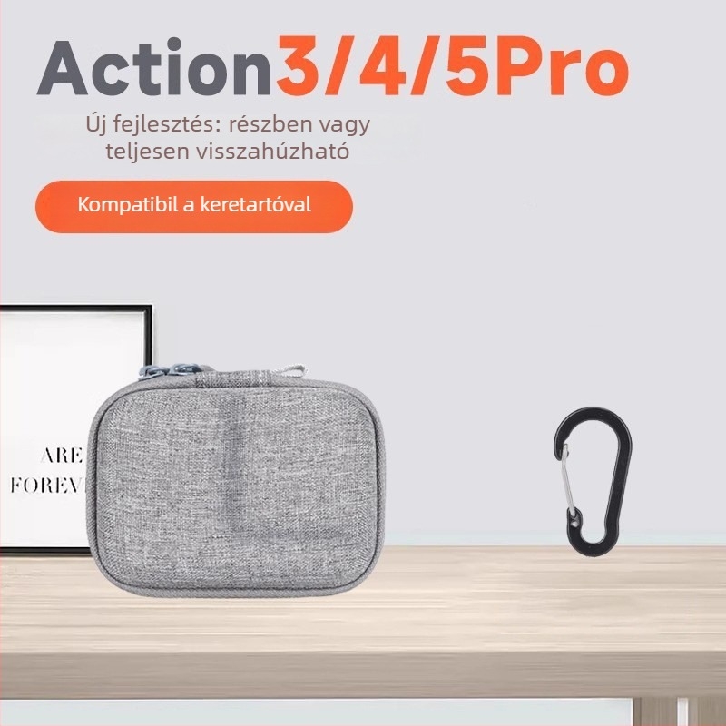 Shadowstone kamera táska DJI Action 5 Pro/4/3 és GoPro 13/12-hez — PU anyag, vízálló, kopásálló, egyszínű, clutch táska