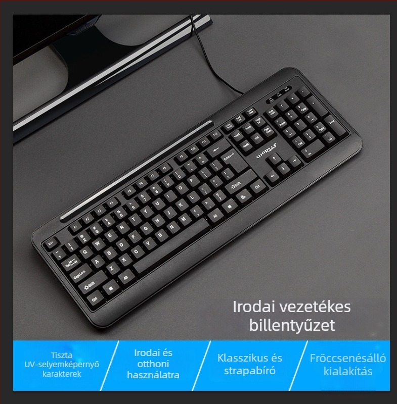 KM-660 USB kábeles billentyűzet és egér készlet, 1200 DPI optikai szenzor, ergonómiai kialakítás, 1,5 m kábel