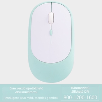Kábel nélküli csendes irodai egér laptophoz, 1600 DPI, 4 gomb, USB, 2,4 GHz Bluetooth, 10 m hatótávolság