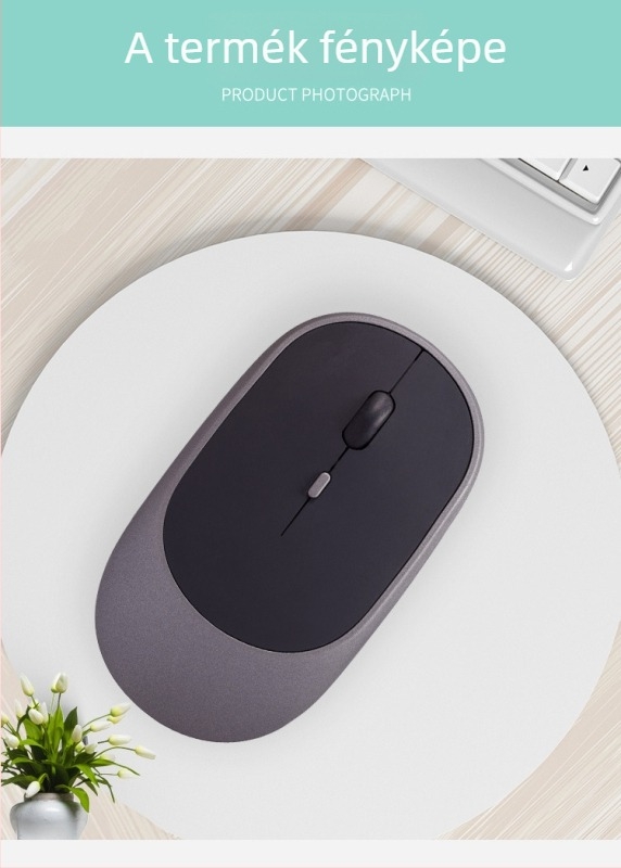 Kábel nélküli csendes irodai egér laptophoz, 1600 DPI, 4 gomb, USB, 2,4 GHz Bluetooth, 10 m hatótávolság