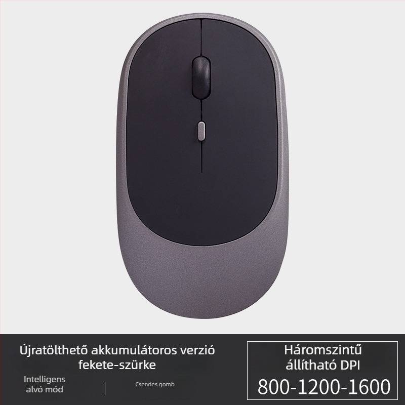 Kábel nélküli csendes irodai egér laptophoz, 1600 DPI, 4 gomb, USB, 2,4 GHz Bluetooth, 10 m hatótávolság