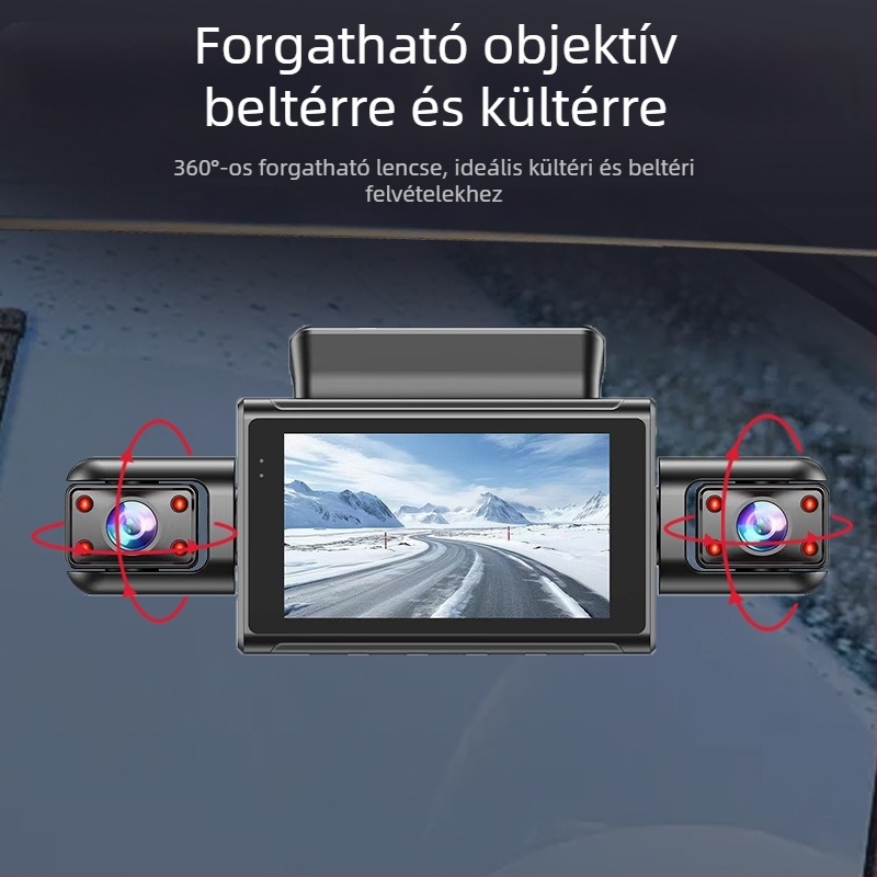4K autós DVR Wi-Fi telefonkapcsolattal, csillagfényes éjjellátás, kettős felvétel, négycsatornás felvétel