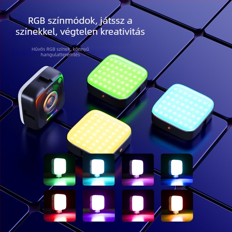 LED töltőfény szelfihez, RGB, mágneses, modell M22, mobiltelefonhoz, kézben tartható, 5V/2A, maxim 10W