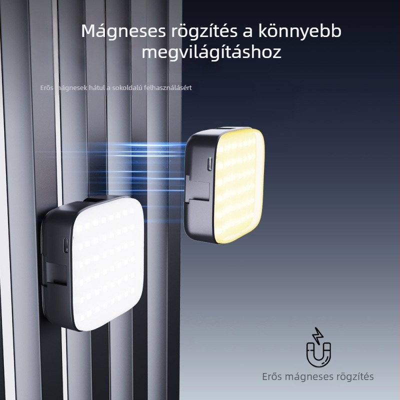 LED töltőfény szelfihez, RGB, mágneses, modell M22, mobiltelefonhoz, kézben tartható, 5V/2A, maxim 10W