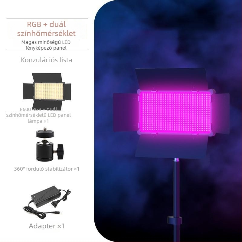 Élő közvetítéshez fotózási töltőfény, RGB, 60W, 220V, modell 600/800, többszintű beállítás, függőleges használat