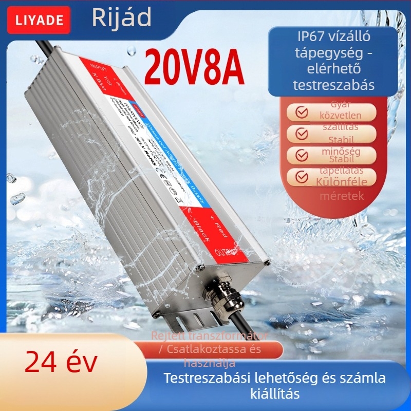 Lyd alumínium házas vízálló tápegység – nagy teljesítményű, 500 g, alkalmas LED világításra, reklámtáblákra és tengeri elektronikára