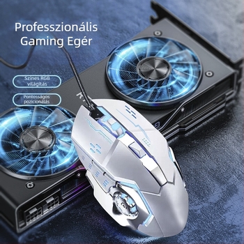 Wired gaming egér WYG9, 6 gombos, optoelektronikus szenzor DPI 1200–3200, makró programozás és testreszabás, 1,4 m kábel, súly 130 g