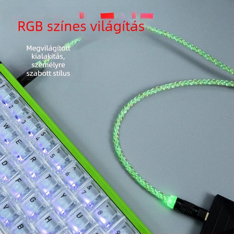 8K sebességű USB-A to USB-C osztókábel billentyűzethez és egérhez, 1-2, RGB, 1,5 m