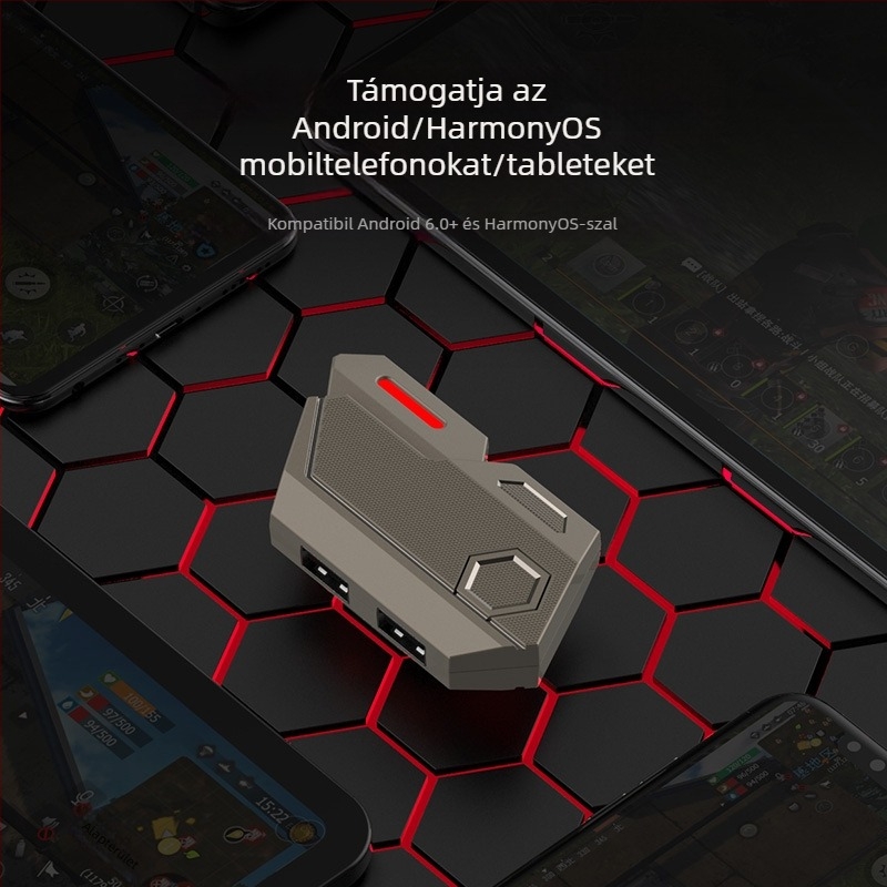 Jiaying Mix Ultra mobil játékbillentyűzet és egér konverter — TYPE-C kábeles csatlakozás, ABS test, kompatibil Android telefonok és táblagépek, elit szintű játék, egyfős használat