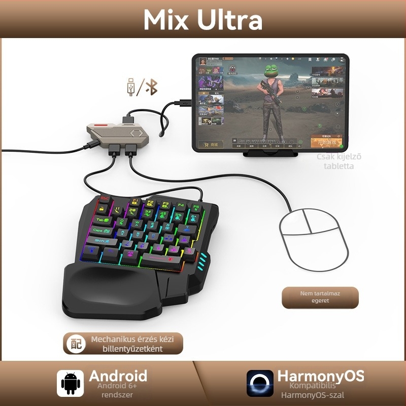 Jiaying Mix Ultra mobil játékbillentyűzet és egér konverter — TYPE-C kábeles csatlakozás, ABS test, kompatibil Android telefonok és táblagépek, elit szintű játék, egyfős használat