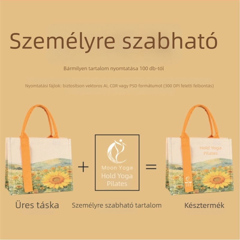 Napraforgó mintás vászontáska, testreszabható, nagy kapacitású, szitanyomás és digitális nyomtatás