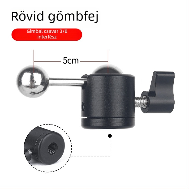 Fém univerzális pan-tilt fej 360°-os forgó alappal mobiltelefonokhoz, tabletekhez és kamerákhoz – tripod kiegészítő