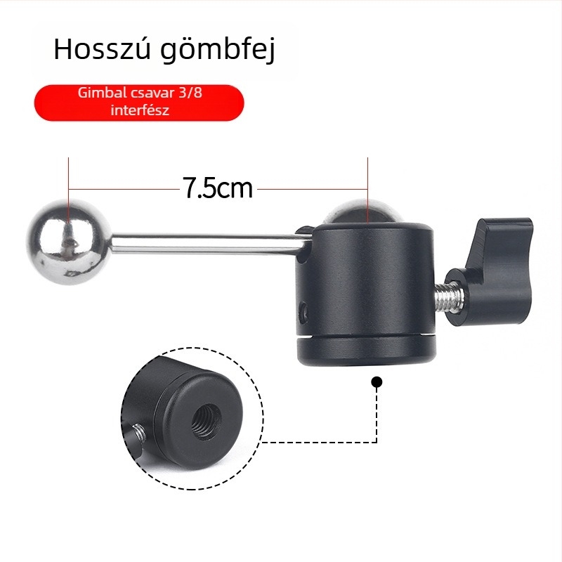 Fém univerzális pan-tilt fej 360°-os forgó alappal mobiltelefonokhoz, tabletekhez és kamerákhoz – tripod kiegészítő