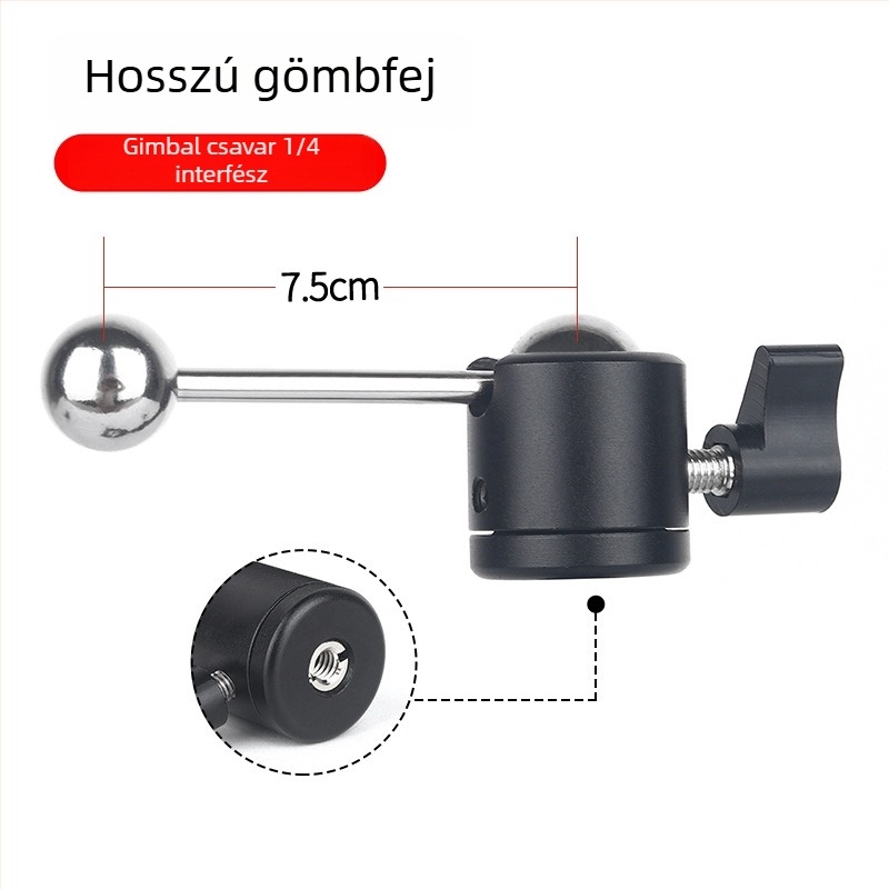 Fém univerzális pan-tilt fej 360°-os forgó alappal mobiltelefonokhoz, tabletekhez és kamerákhoz – tripod kiegészítő