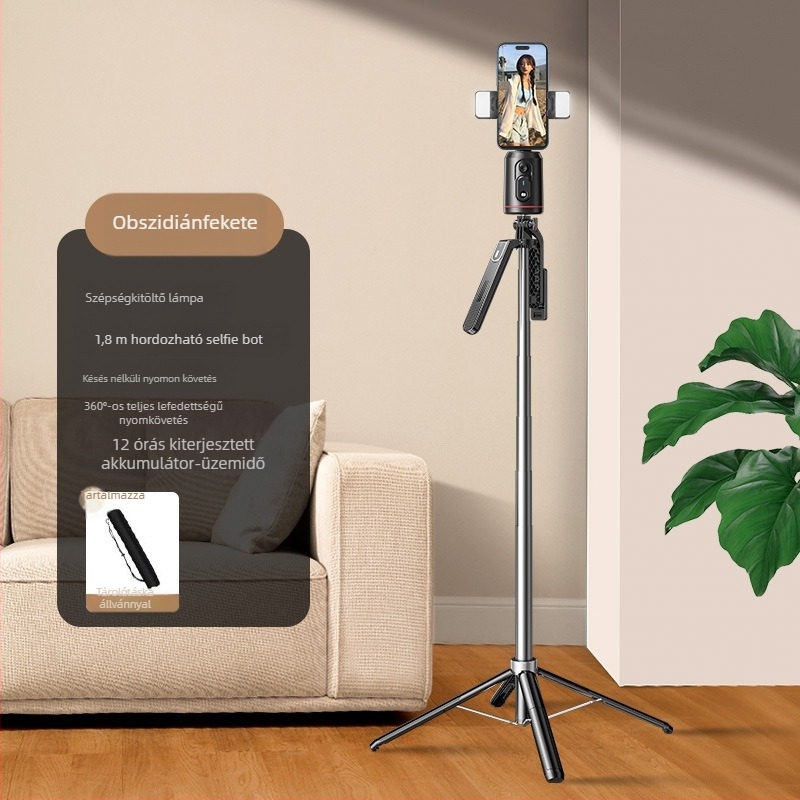AI-alapú pan-tilt kamera okostelefonhoz, arcfelismerés és stabilizáció, 360° vízszintes és függőleges forgás, telepítés nélkül, ABS, 295 g