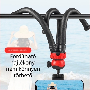 Rugalmas polip-szerű tripód 3 részes szilikon lábakkal, gömbfejes fej, teherbírás 2–5 kg, mobiltelefonhoz és DSLR-kamerához