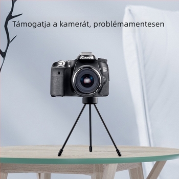 Asztali kamerástativ – kompakt, összecsukható alumínium ötvözet, 3D gimbal stabilizátor, teherbírás 3 kg, kamera és telefon számára