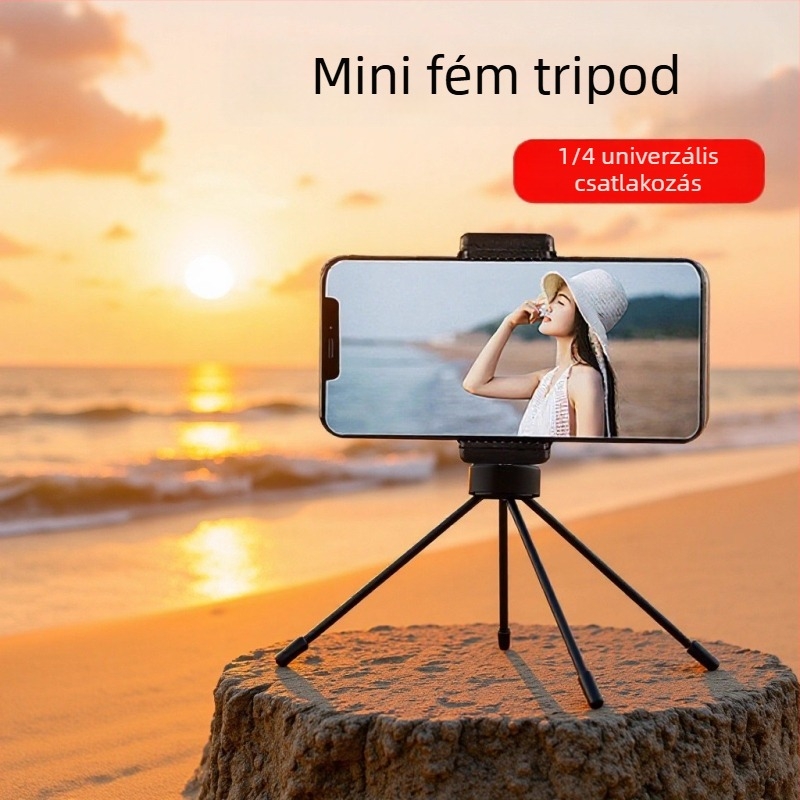 Asztali kamerástativ – kompakt, összecsukható alumínium ötvözet, 3D gimbal stabilizátor, teherbírás 3 kg, kamera és telefon számára
