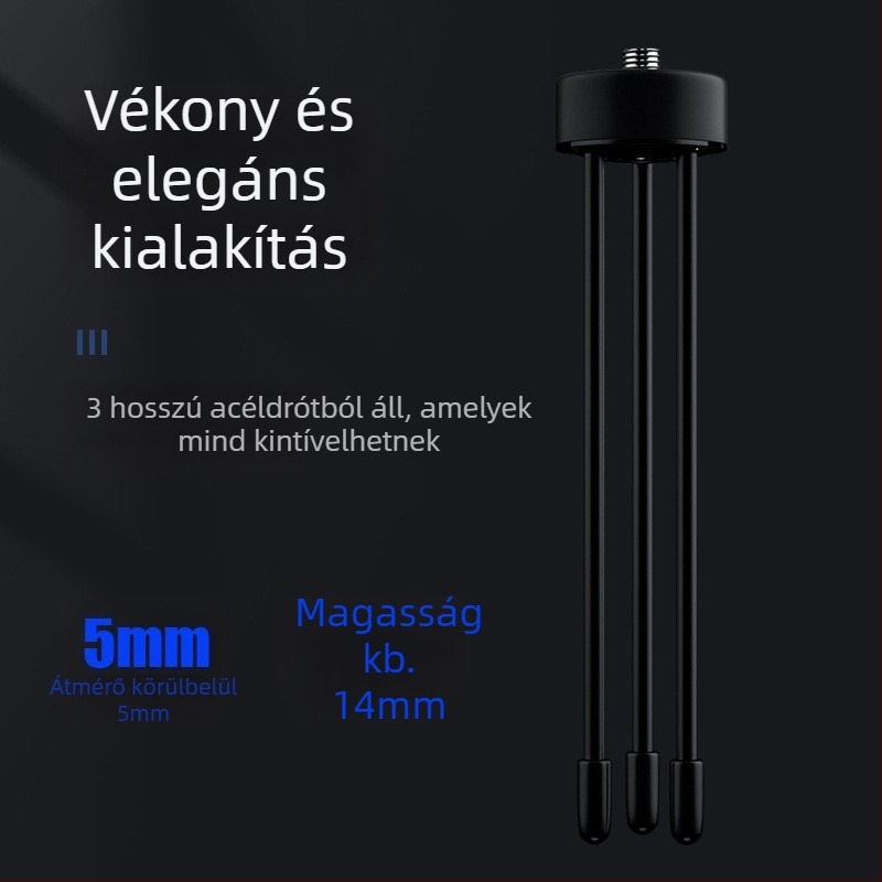 Asztali kamerástativ – kompakt, összecsukható alumínium ötvözet, 3D gimbal stabilizátor, teherbírás 3 kg, kamera és telefon számára