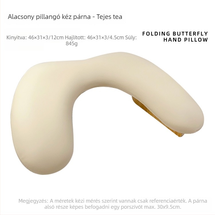 Manikűr kézpárna - pillangó mintás, U-formájú hajlított, összecsukható, puha párna a fáradtság enyhítésére