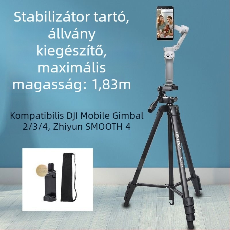 Hordozható háromlábú tartó DJI OM4/Osmo6 stabilizátorhoz, alumíniumötvözet, univerzális kompatibilitás, súly 160 g