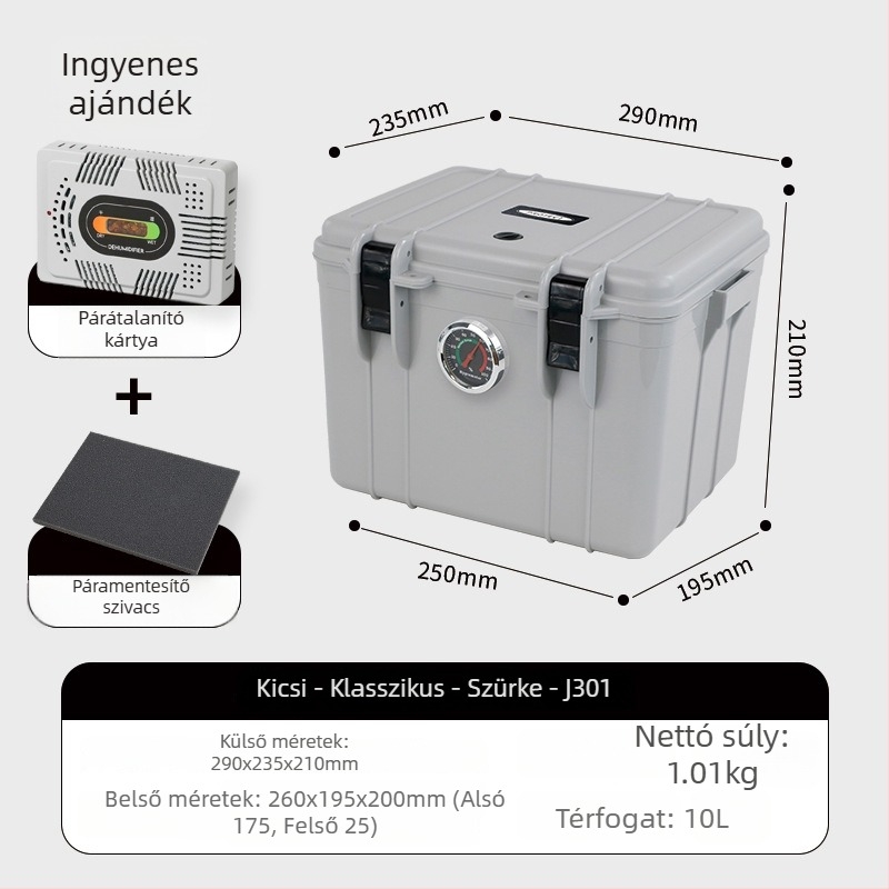 Nedvességálló tároló doboz fényképezőgép felszereléshez – ABS, 25L, zárható kulccsal, belső szivacspárnázás, kompatibilis a legtöbb modellhez