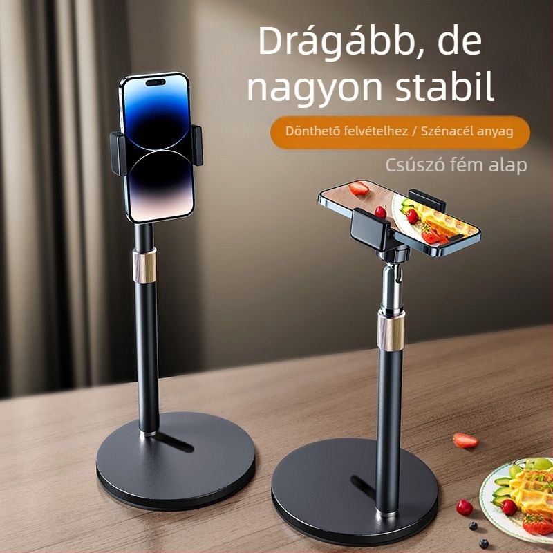Asztali telefon-tartó, ötvözetből készült, univerzális, sokoldalú videófelvételhez és élő közvetítéshez