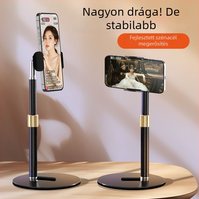 Asztali telefon-tartó, ötvözetből készült, univerzális, sokoldalú videófelvételhez és élő közvetítéshez