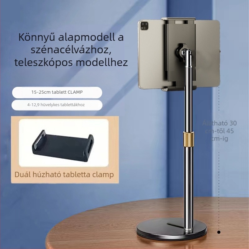 Asztali telefon-tartó, ötvözetből készült, univerzális, sokoldalú videófelvételhez és élő közvetítéshez